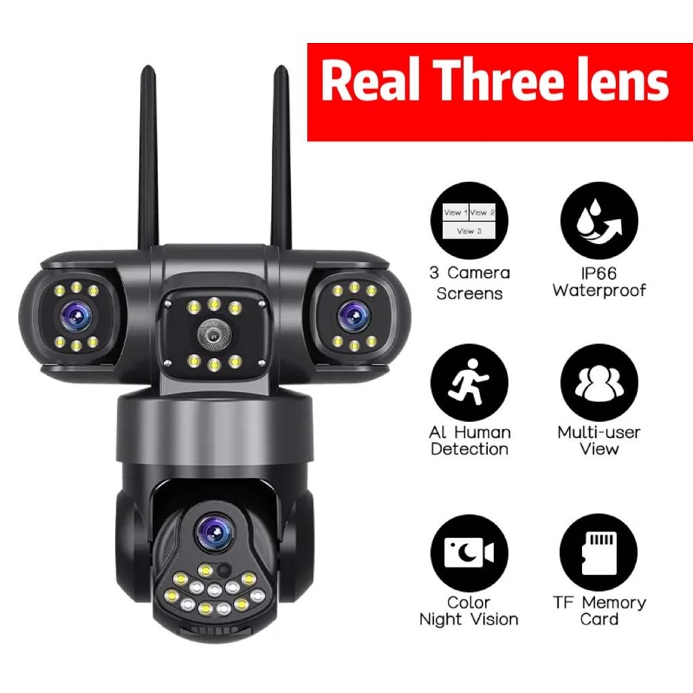 İP WIFI 3 KAMERALI 6MP V380 VN-113WF