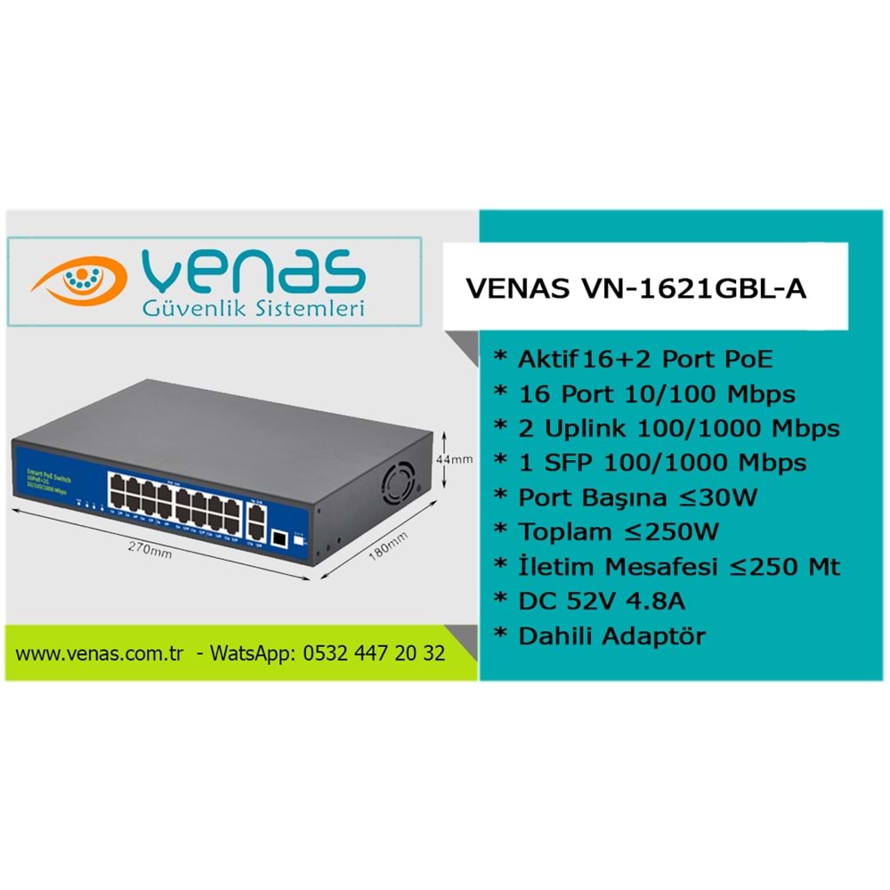 16 PORT GİGABİT SWITCH CM-AI2421-300W +FIB
