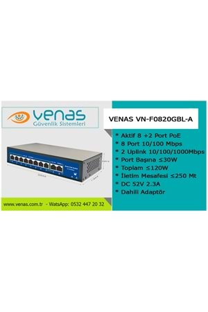 8 PORT GİGABİT SWITCH HUB +PoE VN-0820GBL