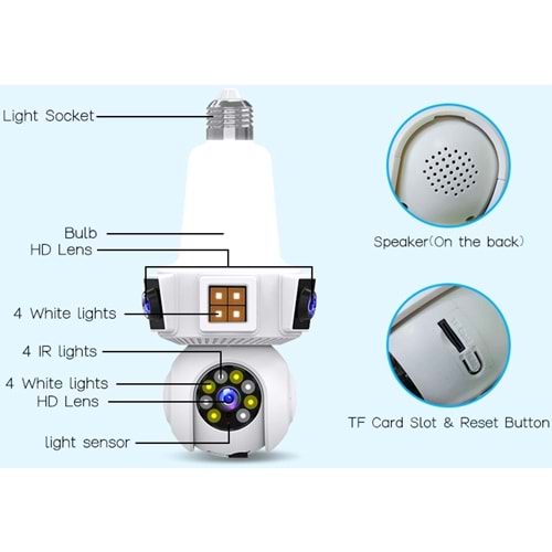 İP AMPÜL WIFI KAMERA 3MP V380 VN-203WF