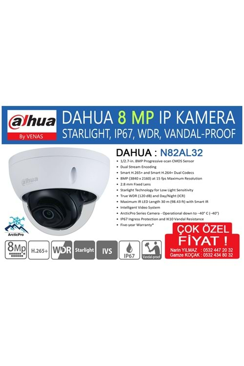 DAHUA 8 MP IP N82AL32 DOME KAMERA