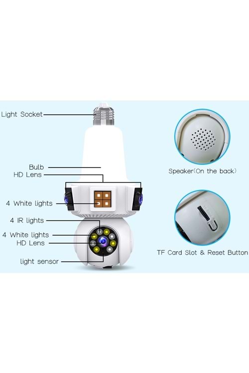 İP AMPÜL WIFI KAMERA 3MP V380 VN-203WF