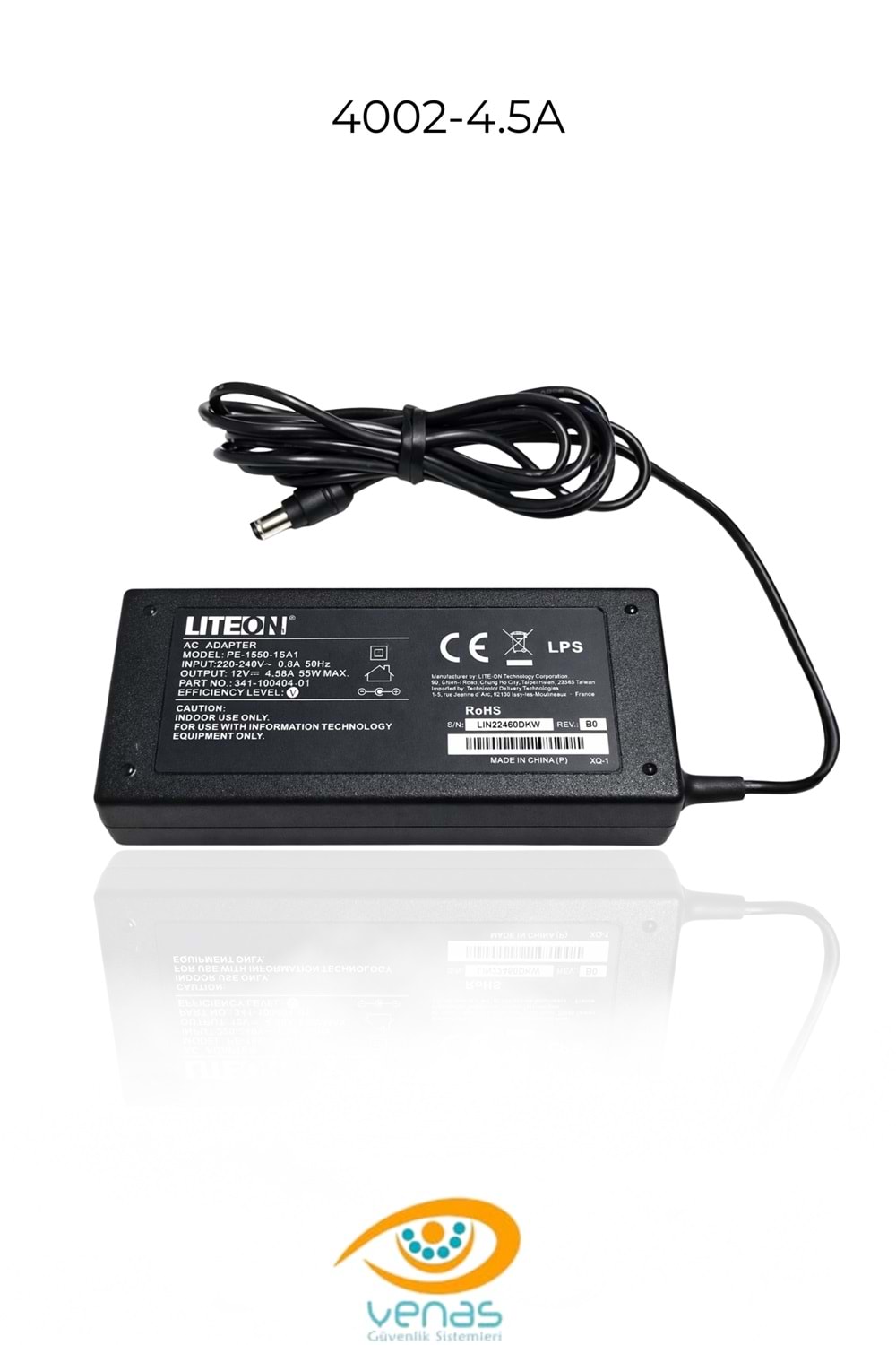 12V-4.58 AMPER PLASTİK SWİTCH ADAPTÖR